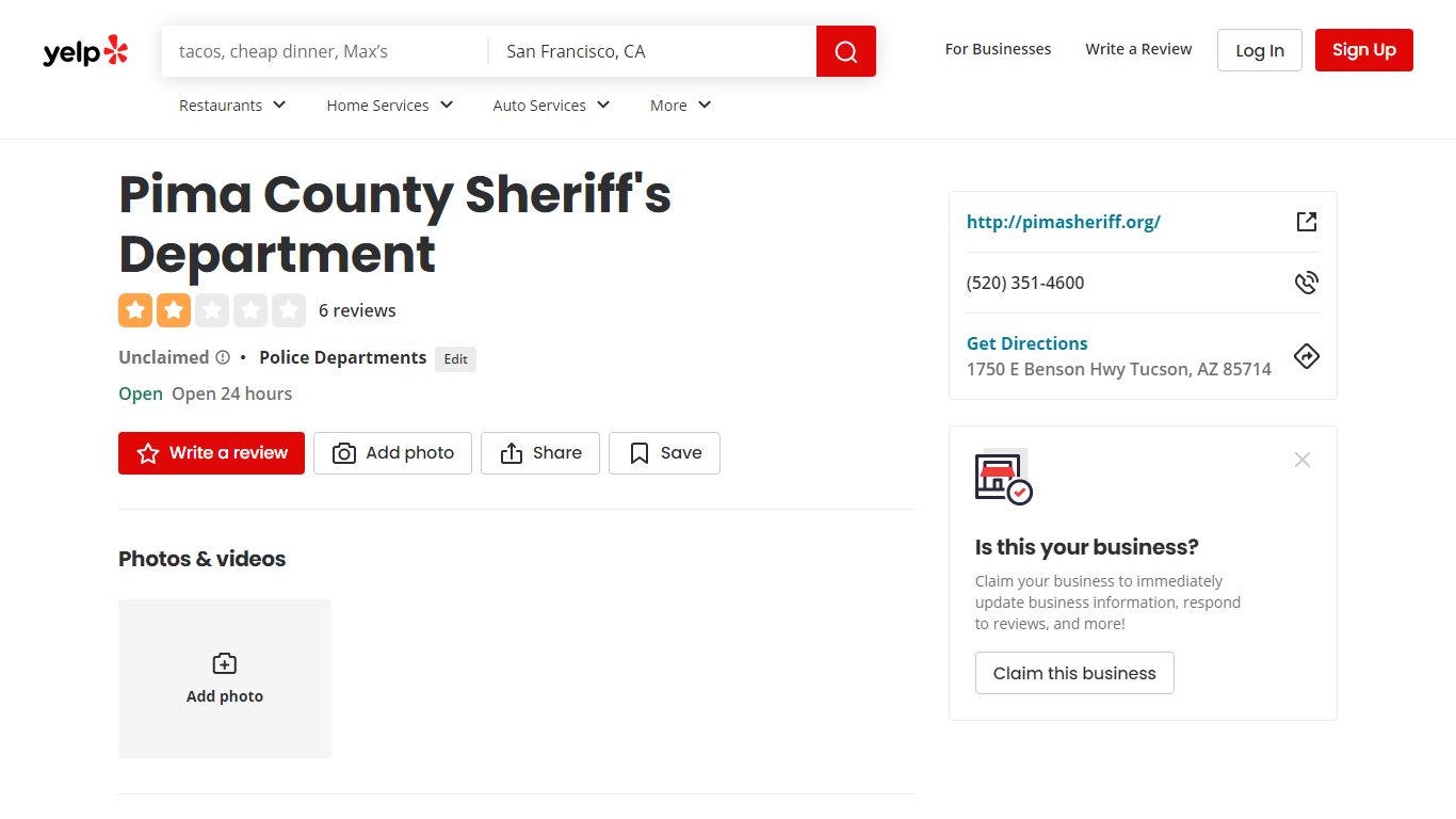PIMA COUNTY SHERIFF’S DEPARTMENT - Police Departments - Yelp